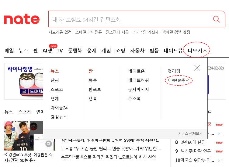 네이트 검색등록 feat. 워드프레스 블로그 노출 3 네이트 검색등록 메인화면